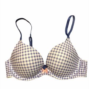Victoria's Secret Plunge Bra. Plaid Blue. 36B